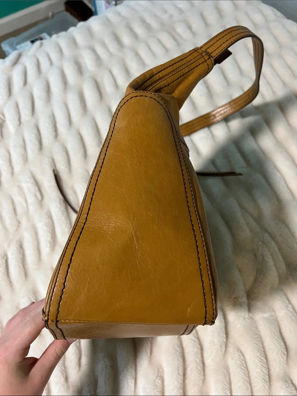HOBO Genuine Leather Mustard Yellow Shoulder Bag | Soft Leather Hobo Purse